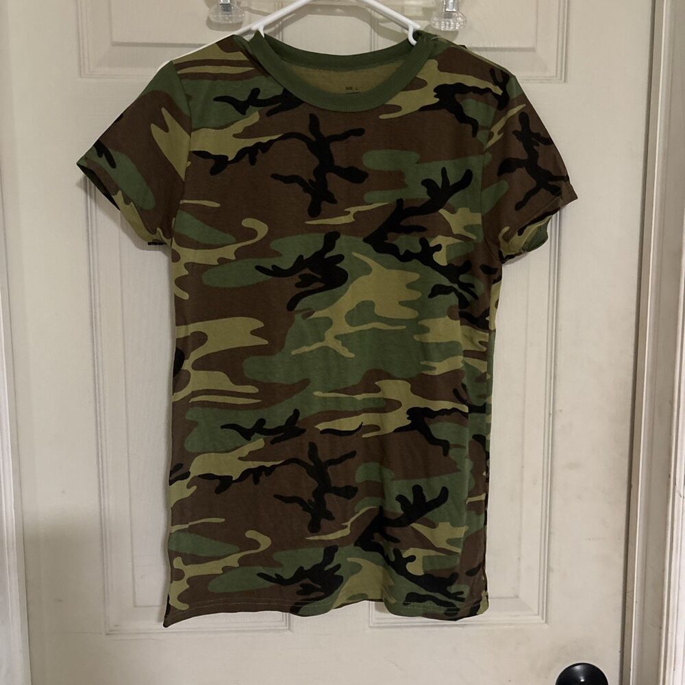 Rothco Womens Long Length Camo T-Shirt - Woodland Camo Large